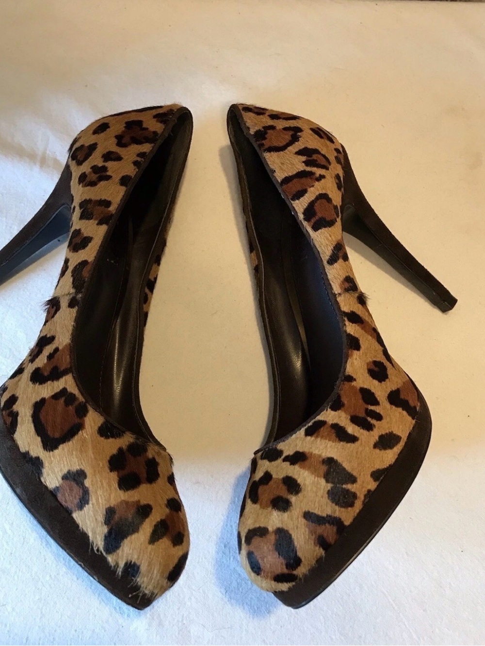 Lauren Ralph Lauren Leopard Calf Hair Pointed Toe Pumps - Black & Brown